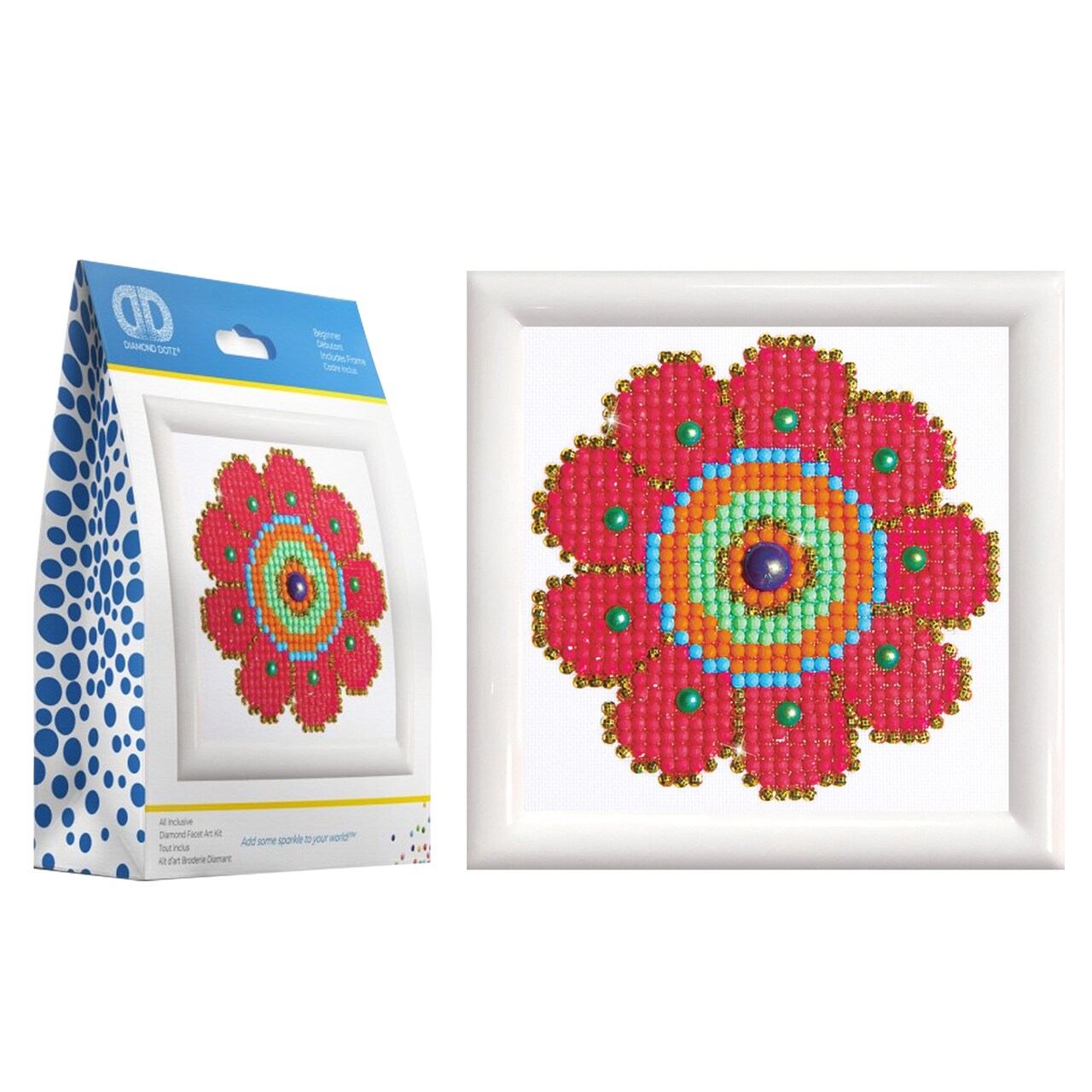 Diamond Dotz Flower Power Kit with Frame Floral Diamond Painting Kits for Adults - Diamond Art Kits a Relaxing Creative Craft Kit with Dotz Gems 3.5x3.5